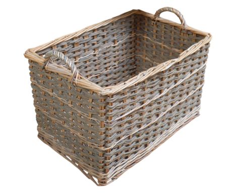 A large Vintage basket-work 2-handled hamper, L69cm
