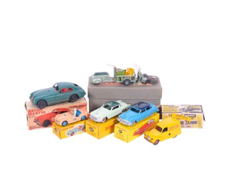 A collection of diecast vehicles by Dinky, together with a French Solido model scooter Aston Martin Scalex DB2 clockwork toy,
