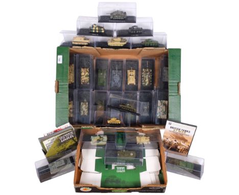A collection of diecast model tanks from Ultimate Tank Collection Atlas Editions, all boxed