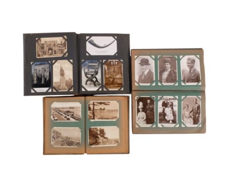 3 Vintage postcard albums, 2 containing mostly topographical views of Sussex, and 1 containing topographical views of France 