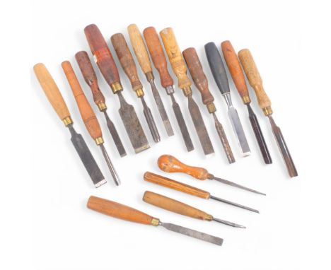 A group of Antique and Vintage woodworking chisel tools, including C Nurse &amp; Co, Robert Sorby, etc