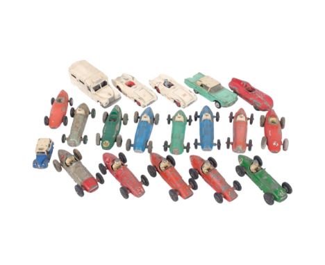 Various play-worn Dinky racing cars, Corgi, etc