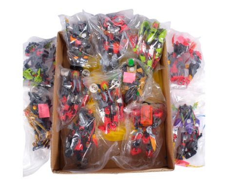 A collection of various LEGO assembled Bionicle figures