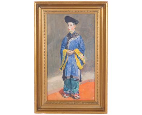William Symons (1845 - 1911), portrait of a Chinese man, watercolour, 29cm x 16cm, framed