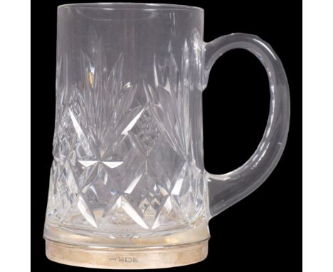An Elizabeth II silver-mounted glass pint mug, maker B & Co, Birmingham 1994, 14cmNo chips cracks or restoration