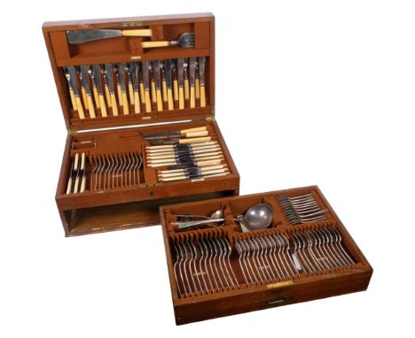 MAPPIN &amp; WEBB LTD - a canteen of silver plated Old English pattern cutlery for 12 people, including fish eating cutlery, 