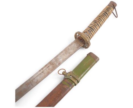 A Second World War Period Japanese Officer's Katana sword, with engraved blade numbered 46127, blade length 70cm, in original