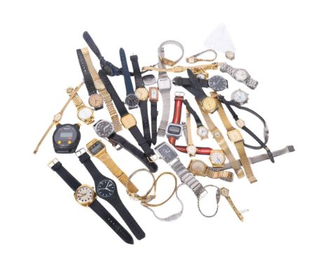 Various wristwatches, including Casio, Marvin Skyliner, Seiko quartz chronograph, etc