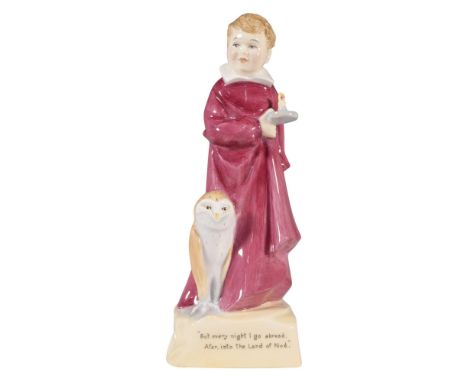 Rare figure inspired by a R.L. Stevenson's poem: But Every Night I Go Abroad Afar, Into The Land of Nod. Magenta, white, and 