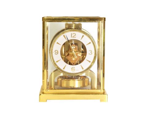 A Jaeger Le-Coultre 'Atmos' clock, serial. no. 266147, lacquered brass and perspex, rectangular case with recessed 120mm dial
