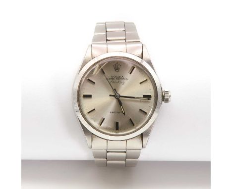 A gentlemen's stainless steel Rolex 'Oyster Perpetual Air-King Precision' automatic bracelet watch 5500, c.1972, with a 34mm 