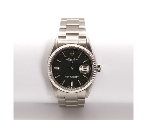 A gentlemen's stainless steel Rolex 'Oyster Perpetual' automatic bracelet watch, c.1971,ref. 1601. A 36mm case with a matte b
