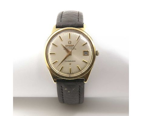 A gentlemen's Omega steel and gold plated automatic 'Constellation', 168.015, c.1960,a tonneau shaped steel case, 34mm diamet