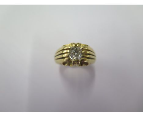 An 18ct yellow gold solitaire ring size Q/R - approx weight 14.9 grams - approx diamond weight 0.80ct - diamond bright and li