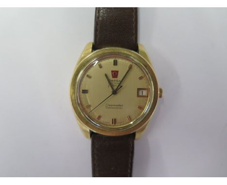 A 1970's Omega rolled gold electronic F300 Hz Seamaster Chronometer wristwatch with original strap, purchase receipt, manual 