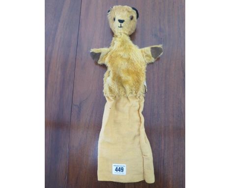 A long body Sooty hand puppet - Length 40cm - bearing a Chad Valley label circa 1960's - in good but play worn condition 