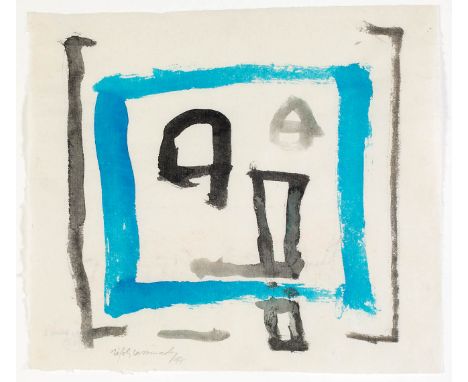 ALBERT RÀFOLS CASAMADA (Barcelona, 1923 - 2009)."Blue box (2)", 1997.Watercolour on paper.Signed and dated in the lower left 