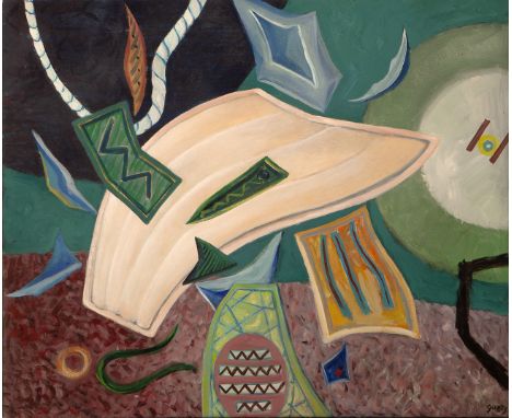 HENRI GÖETZ (United States, 1909 - France, 1989)."Composition", 1980.Oil on canvas.Signed in the lower right corner. Signed a