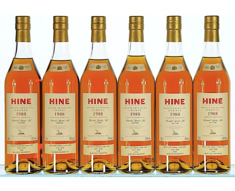 1988 Hine, Vintage Early Landed, Cognac  6x70cl   Landed in 1990, bottled in 2006, private strip label states "Bottled from c