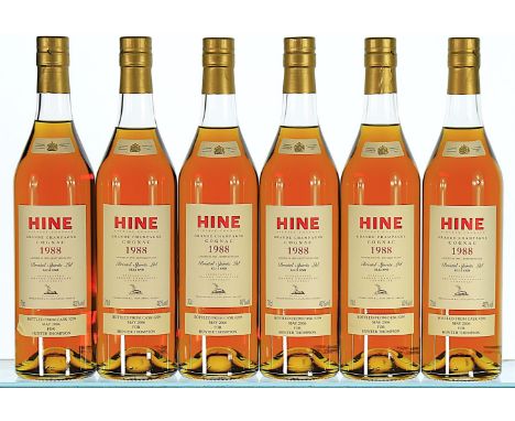 1988 Hine, Vintage Early Landed, Cognac  6x70cl   Landed in 1990, bottled in 2006, private strip label states "Bottled from c