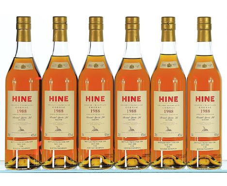 1988 Hine, Vintage Early Landed, Cognac  6x70cl   Landed in 1990, bottled in 2006, private strip label states "Bottled from c