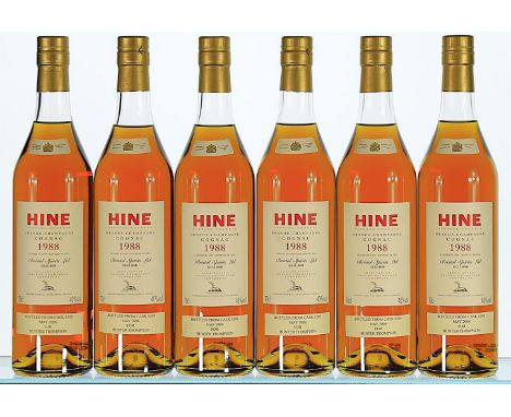 1988 Hine, Vintage Early Landed, Cognac  6x70cl   Landed in 1990, bottled in 2006, private strip label states "Bottled from c