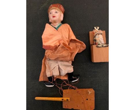 An Edwardian style jack in a box, the box inscribed 'But After he Married, to Alter his Life he Left off, Living Single and L