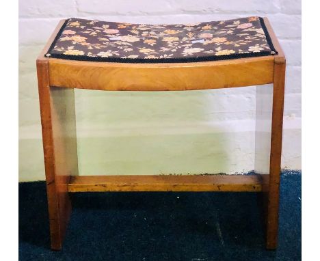 An Art Deco walnut dressing stool with floral design fabric top. 43 cm tall. (1)Condition: In good overall condition, but wit