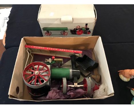 A Mamod Steam Tractor and a boxed Mamod open wagon (2)