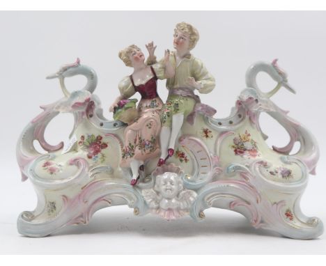 Large Continental ceramic bowl with figural decoration, AF. UK P&amp;P Group 3 (£30+VAT for the first lot and £8+VAT for subs