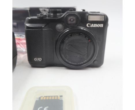 Canon Powershot G10 digital camera, boxed with accessories, no battery charger, and Cobra flash. UK P&amp;P Group 1 (£16+VAT 