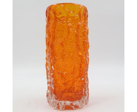 Whitefriars Tangerine Bark vase, H: 18cm. UK P&amp;P Group 2 (£20+VAT for the first lot and £4+VAT for subsequent lots)