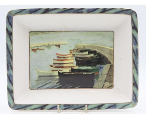 Boat scene painted by Winston Churchill on a bowl by Border Fine Arts. Very good condition, no damages, no scratches. UK P&am
