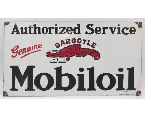 Mobiloil enamel sign, 38 x 61cm. UK P&amp;P Group 3 (£30+VAT for the first lot and £8+VAT for subsequent lots)