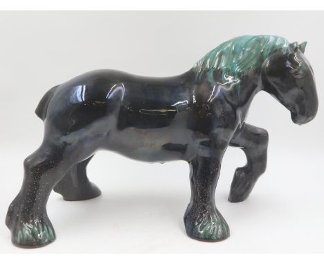 Large Blue Mountain ceramic horse, L: 50 cm. UK P&amp;P Group 3 (£30+VAT for the first lot and £8+VAT for subsequent lots)