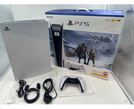 Sony PlayStation 5 825GB disc edition console, white, CFI-1216A, comes with cables and controller, factory reset, working at 