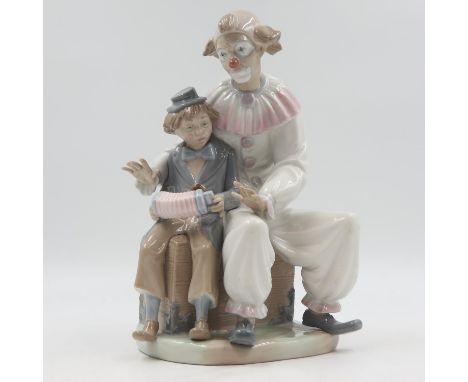 Large Nao figurine of boy and clown, accordion is loose. Not available for in-house P&amp;P