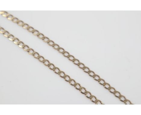 9ct gold flat link neck chain, L: 40 cm, 3.0g. UK P&amp;P Group 0 (£6+VAT for the first lot and £1+VAT for subsequent lots)