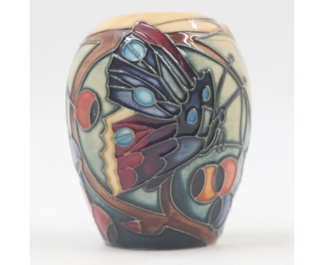 Moorcroft vase by Emma Bossons in the Hartgring pattern, H: 10 cm, no cracks or chips. UK P&amp;P Group 1 (£16+VAT for the fi