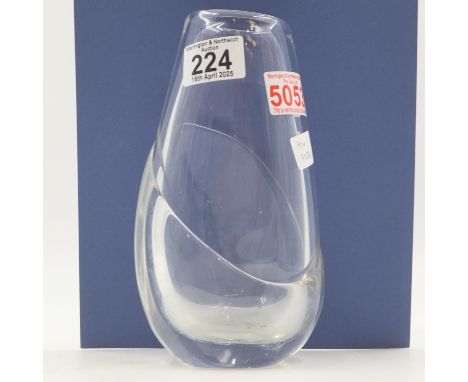 Orrefors blown glass vase, H: 22 cm. Not available for in-house P&amp;P