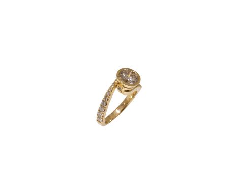   Ring Ring GG 750/fein mit einem Brillanten ca. 2,02ct, und Brillanten zus.ca. 0,47ct,  GesGew. 7,2gramm RW 53+        Ring 