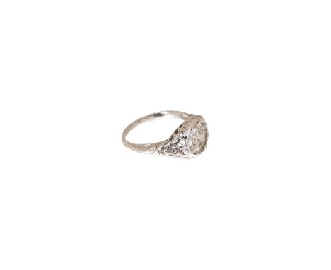   Damenring Ring WG 585/fein mit einem Brillanten ca. 2,5ct, GesGew. 2,9 gramm RW 54+        Ring ladies ring with an round b