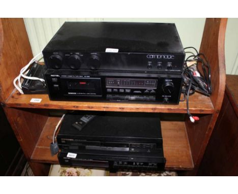 A SELECTION OF STACKING AUDIO EQUIPMENT to include a Cambridge amplifier and a Marantz CD player 