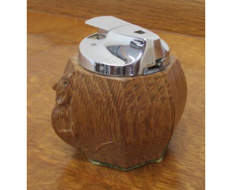 Robert Mouseman Thompson of Kilburn - an oak octagonal table lighter, carved with signature mouse, H7cm