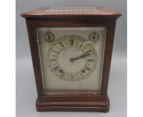 Winterhalder &amp; Hofmeier, early 20th Century mahogany library clock, rectangular moulded glazed case, bevel edged glazed p