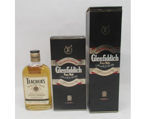 Glenfiddich Special Old Reserve Pure Malt Scotch Whisky, 40% vol 75cl, another similar, 40% vol 37.5cl in old style bottle, b