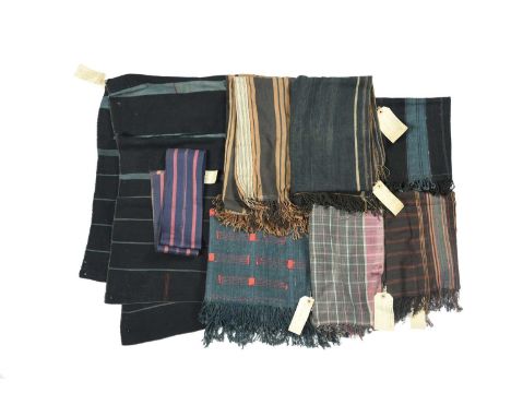 Seven Naga textilesNagalandincluding a Lhota warrior's ceremonial body cloth, 136cm x 172cm, an Ao woman's skirt, 70cm x 133c