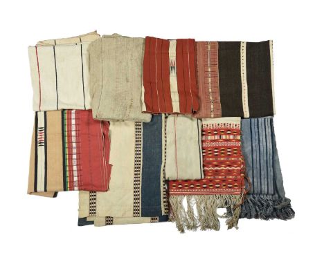 Seven Naga body clothsNagalandincluding Kabui, with supplementary-weft to the end and side borders, 81cm x 51cm, Zemi, with w