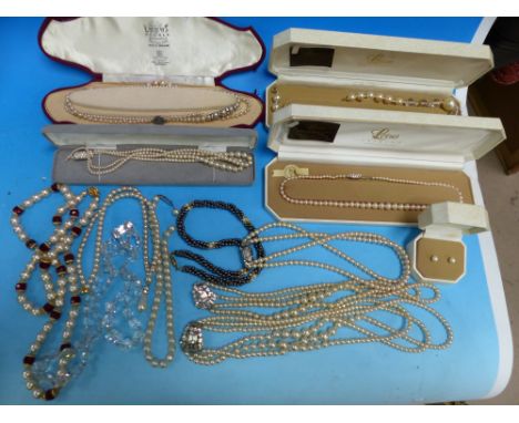 A large selection of costume jewellery, mainly bead and pearl style necklaces