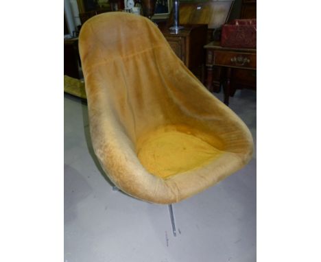 A 1960's Lunashell Jupiter F14 swivel chair, with chrome base and gold colour fabric (sold as a collectors item only)